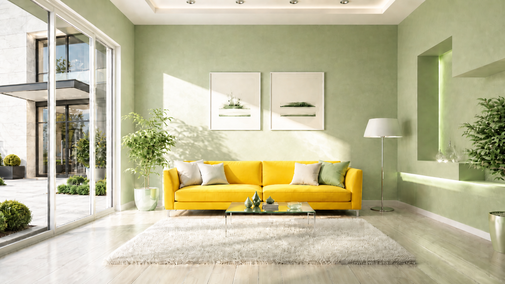A bright, freshly maintained living room cared for by YellowLemonCleaners